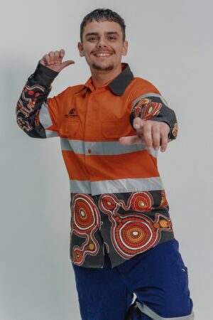 Aboriginal orange hi-vis long sleeve
