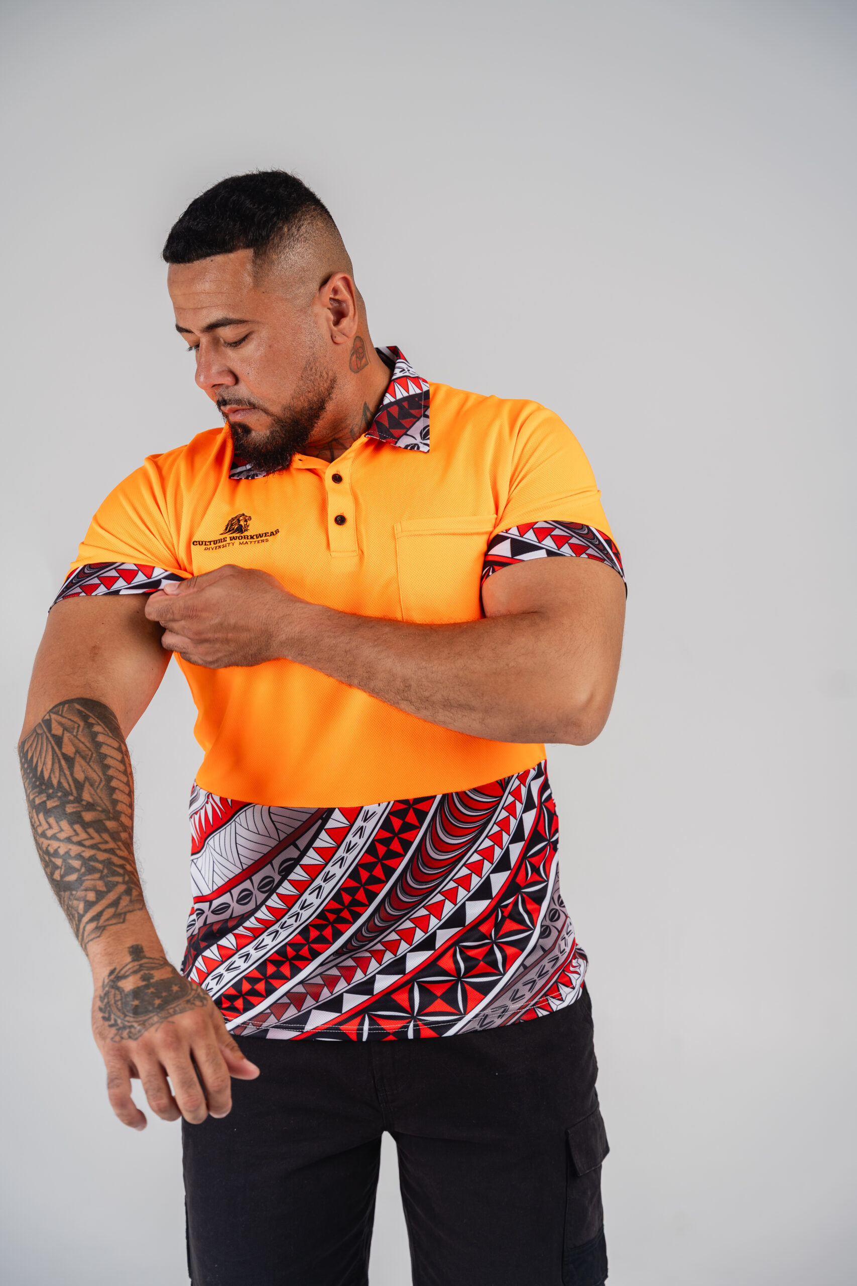 Tongan Orange Polo Hi-Vis - Image 2