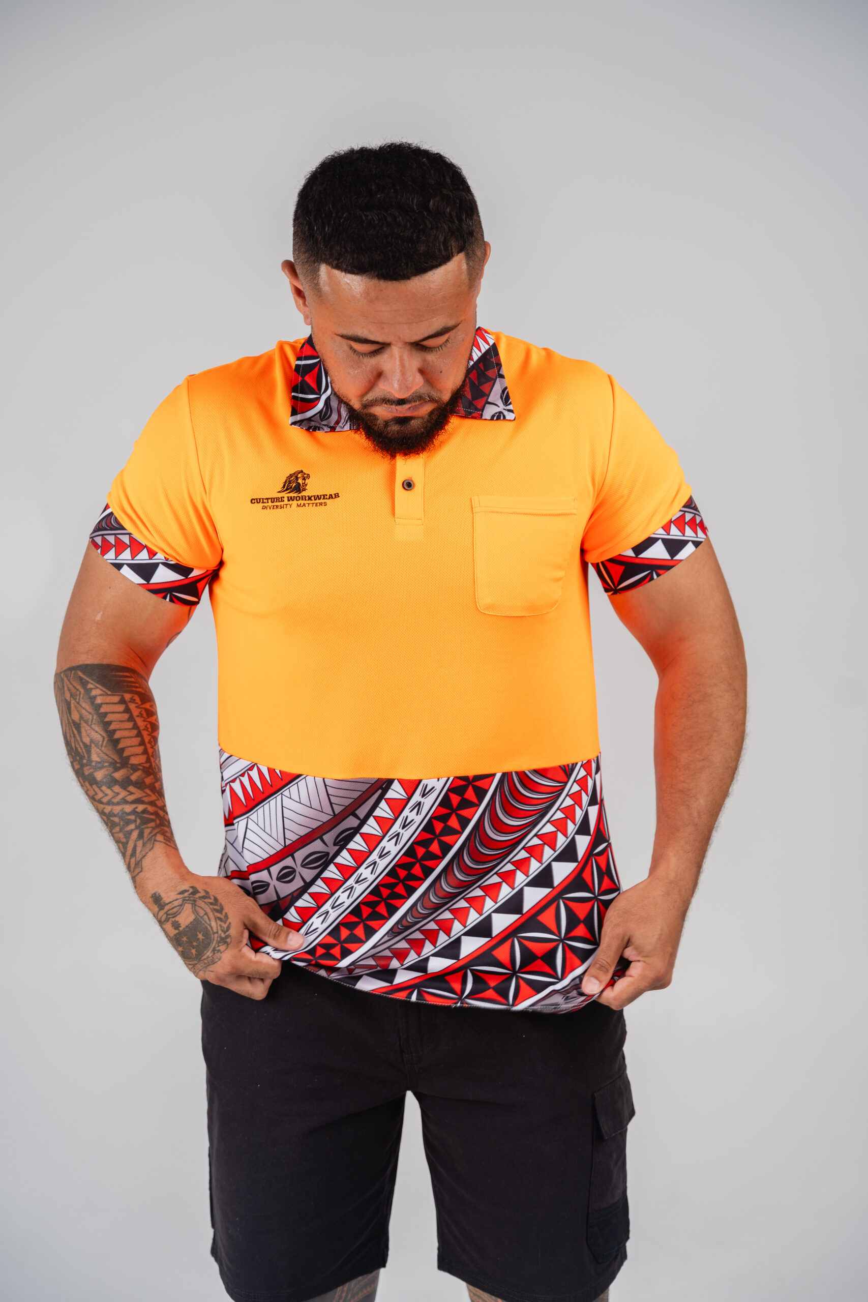 Tongan Orange Polo Hi-Vis - Image 3