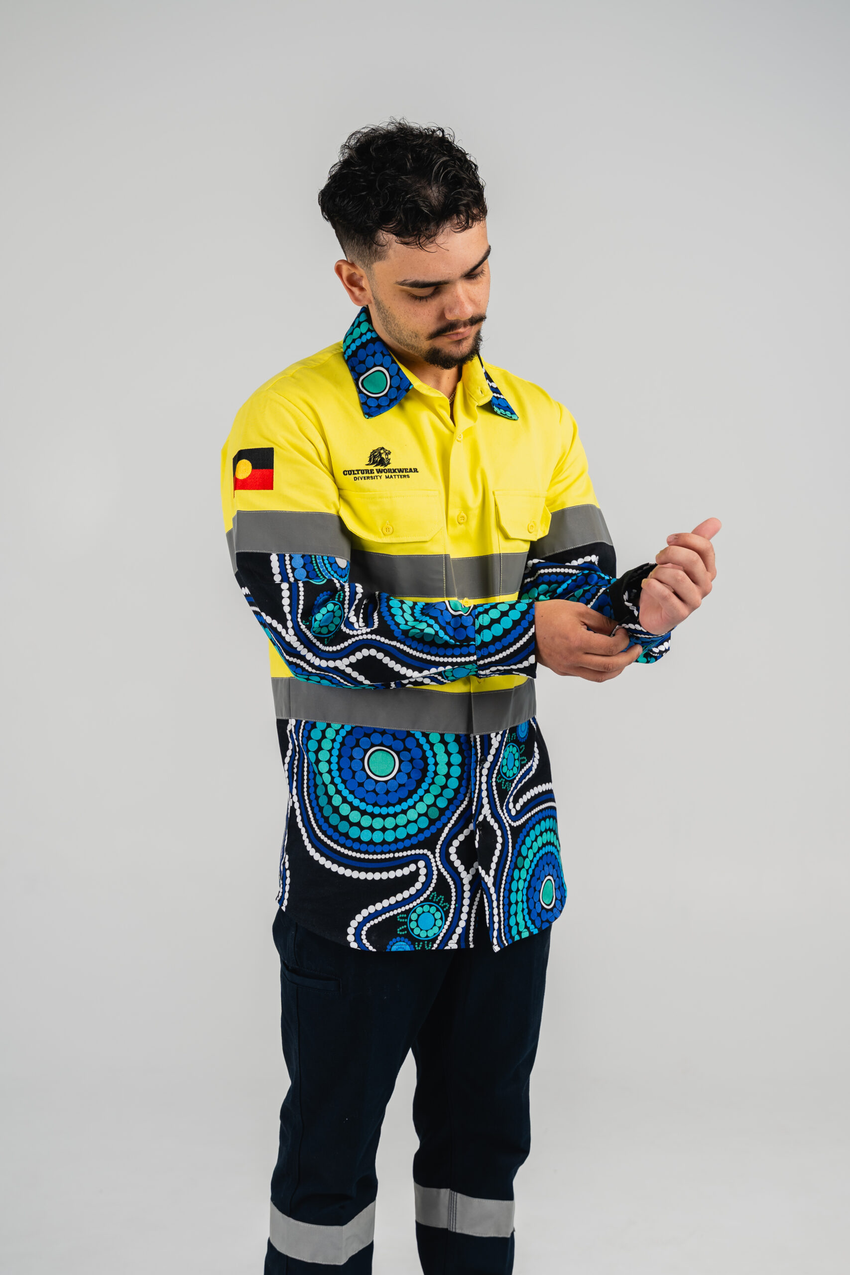 Aboriginal Yellow long Sleeve Hi-Vis - Image 3