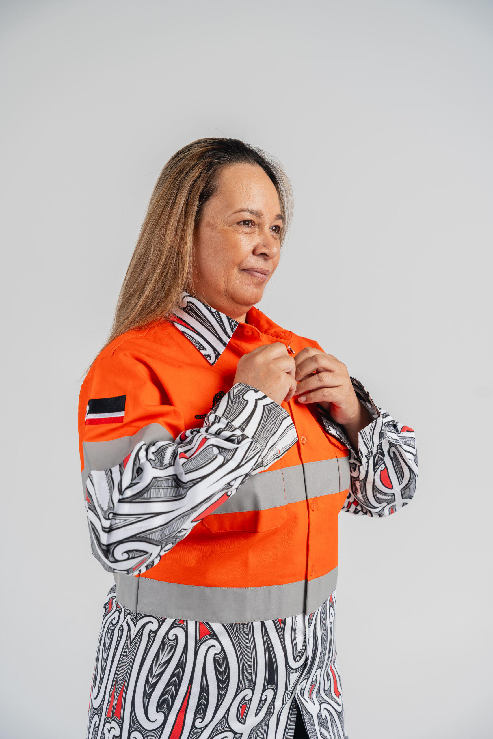 Māori Orange Long Sleeve Hi-Vis - Image 3
